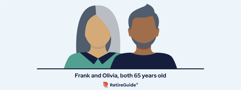 Two silhouettes of a couple in their mid-60s, symbolizing Frank and Olivia