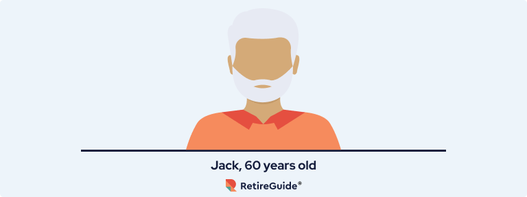 A vector image representing a man, Jack, 70 years old